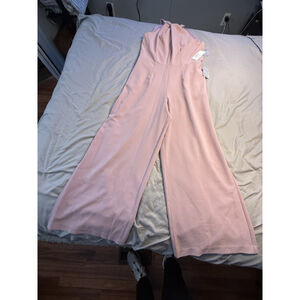 Julia Jordan Womens Twist-Front Halter Straight WideLegs Jumpsuit Light Mauve 14